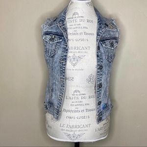 Highway Jeans Small Acid Washed Cutoff Jean Vest